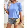 image:imageSHEWIN Womens T Shirts Crewneck Hollow Out Short Sleeve Blouses Tee Summer Tops for Women 2026Sky Blue