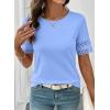 image:imageSHEWIN Womens T Shirts Crewneck Hollow Out Short Sleeve Blouses Tee Summer Tops for Women 2026Sky Blue