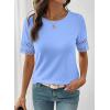 image:imageSHEWIN Womens T Shirts Crewneck Hollow Out Short Sleeve Blouses Tee Summer Tops for Women 2026Sky Blue