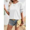image:imageSHEWIN Womens T Shirts Crewneck Hollow Out Short Sleeve Blouses Tee Summer Tops for Women 2026White