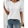image:imageSHEWIN Womens T Shirts Crewneck Hollow Out Short Sleeve Blouses Tee Summer Tops for Women 2026White