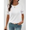 image:imageSHEWIN Womens T Shirts Crewneck Hollow Out Short Sleeve Blouses Tee Summer Tops for Women 2026White