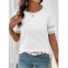 image:imageSHEWIN Womens T Shirts Crewneck Hollow Out Short Sleeve Blouses Tee Summer Tops for Women 2026White