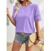 image:imageSHEWIN Womens T Shirts Crewneck Hollow Out Short Sleeve Blouses Tee Summer Tops for Women 2026Wisteria