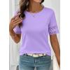 image:imageSHEWIN Womens T Shirts Crewneck Hollow Out Short Sleeve Blouses Tee Summer Tops for Women 2026Wisteria