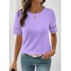 image:imageSHEWIN Womens T Shirts Crewneck Hollow Out Short Sleeve Blouses Tee Summer Tops for Women 2026Wisteria