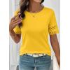 image:imageSHEWIN Womens T Shirts Crewneck Hollow Out Short Sleeve Blouses Tee Summer Tops for Women 2026Yellow