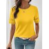 image:imageSHEWIN Womens T Shirts Crewneck Hollow Out Short Sleeve Blouses Tee Summer Tops for Women 2026Yellow
