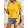 image:imageSHEWIN Womens T Shirts Crewneck Hollow Out Short Sleeve Blouses Tee Summer Tops for Women 2026Yellow