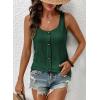 image:imageSHEWIN Womens Tank Tops Solid Button Crewneck Sleeveless Summer Tops Loose FitBlackish Green