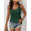 image:imageSHEWIN Womens Tank Tops Solid Button Crewneck Sleeveless Summer Tops Loose FitBlackish Green
