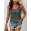 image:imageSHEWIN Womens Tank Tops Solid Button Crewneck Sleeveless Summer Tops Loose FitCharcoal