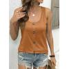 image:imageSHEWIN Womens Tank Tops Solid Button Crewneck Sleeveless Summer Tops Loose FitChestnut