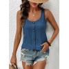 image:imageSHEWIN Womens Tank Tops Solid Button Crewneck Sleeveless Summer Tops Loose FitDark Blue