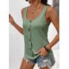 image:imageSHEWIN Womens Tank Tops Solid Button Crewneck Sleeveless Summer Tops Loose FitGreen