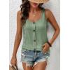 image:imageSHEWIN Womens Tank Tops Solid Button Crewneck Sleeveless Summer Tops Loose FitGreen