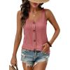 image:imageSHEWIN Womens Tank Tops Solid Button Crewneck Sleeveless Summer Tops Loose FitPink