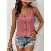 image:imageSHEWIN Womens Tank Tops Solid Button Crewneck Sleeveless Summer Tops Loose FitPink