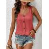 image:imageSHEWIN Womens Tank Tops Solid Button Crewneck Sleeveless Summer Tops Loose FitRed