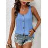 image:imageSHEWIN Womens Tank Tops Solid Button Crewneck Sleeveless Summer Tops Loose FitSky Blue