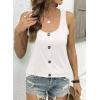 image:imageSHEWIN Womens Tank Tops Solid Button Crewneck Sleeveless Summer Tops Loose FitWhite