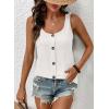 image:imageSHEWIN Womens Tank Tops Solid Button Crewneck Sleeveless Summer Tops Loose FitWhite