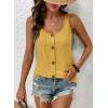 image:imageSHEWIN Womens Tank Tops Solid Button Crewneck Sleeveless Summer Tops Loose FitYellow