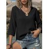 image:imageSHEWIN Womens Tops 34 Sleeves Business Casual Dressy Elegant Blouses Loose Shirts 2026A Black