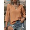 image:imageSHEWIN Womens Tops 34 Sleeves Business Casual Dressy Elegant Blouses Loose Shirts 2026A Brown