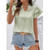 image:imageSHEWIN Womens Tops V Neck Ruffle Short Sleeve Gingham Shirts Blouses Cute Summer Tops for Women 2026Grass Green