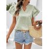 image:imageSHEWIN Womens Tops V Neck Ruffle Short Sleeve Gingham Shirts Blouses Cute Summer Tops for Women 2026Grass Green