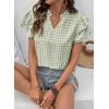 image:imageSHEWIN Womens Tops V Neck Ruffle Short Sleeve Gingham Shirts Blouses Cute Summer Tops for Women 2026Grass Green