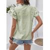 image:imageSHEWIN Womens Tops V Neck Ruffle Short Sleeve Gingham Shirts Blouses Cute Summer Tops for Women 2026Grass Green