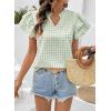 image:imageSHEWIN Womens Tops V Neck Ruffle Short Sleeve Gingham Shirts Blouses Cute Summer Tops for Women 2026Green