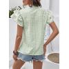 image:imageSHEWIN Womens Tops V Neck Ruffle Short Sleeve Gingham Shirts Blouses Cute Summer Tops for Women 2026Green