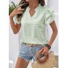 image:imageSHEWIN Womens Tops V Neck Ruffle Short Sleeve Gingham Shirts Blouses Cute Summer Tops for Women 2026Green