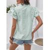 image:imageSHEWIN Womens Tops V Neck Ruffle Short Sleeve Gingham Shirts Blouses Cute Summer Tops for Women 2026Light Blue