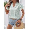 image:imageSHEWIN Womens Tops V Neck Ruffle Short Sleeve Gingham Shirts Blouses Cute Summer Tops for Women 2026Light Blue