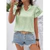 image:imageSHEWIN Womens Tops V Neck Ruffle Short Sleeve Gingham Shirts Blouses Cute Summer Tops for Women 2026Light Green