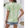 image:imageSHEWIN Womens Tops V Neck Ruffle Short Sleeve Gingham Shirts Blouses Cute Summer Tops for Women 2026Light Green