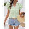 image:imageSHEWIN Womens Tops V Neck Ruffle Short Sleeve Gingham Shirts Blouses Cute Summer Tops for Women 2026Light Green