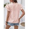 image:imageSHEWIN Womens Tops V Neck Ruffle Short Sleeve Gingham Shirts Blouses Cute Summer Tops for Women 2026Light Pink