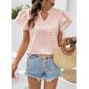 image:imageSHEWIN Womens Tops V Neck Ruffle Short Sleeve Gingham Shirts Blouses Cute Summer Tops for Women 2026Light Pink