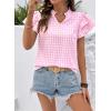 image:imageSHEWIN Womens Tops V Neck Ruffle Short Sleeve Gingham Shirts Blouses Cute Summer Tops for Women 2026Pink