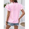 image:imageSHEWIN Womens Tops V Neck Ruffle Short Sleeve Gingham Shirts Blouses Cute Summer Tops for Women 2026Pink
