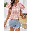 image:imageSHEWIN Womens Tops V Neck Ruffle Short Sleeve Gingham Shirts Blouses Cute Summer Tops for Women 2026Red