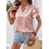 image:imageSHEWIN Womens Tops V Neck Ruffle Short Sleeve Gingham Shirts Blouses Cute Summer Tops for Women 2026Red