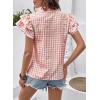 image:imageSHEWIN Womens Tops V Neck Ruffle Short Sleeve Gingham Shirts Blouses Cute Summer Tops for Women 2026Red