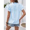 image:imageSHEWIN Womens Tops V Neck Ruffle Short Sleeve Gingham Shirts Blouses Cute Summer Tops for Women 2026Sky Blue