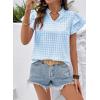 image:imageSHEWIN Womens Tops V Neck Ruffle Short Sleeve Gingham Shirts Blouses Cute Summer Tops for Women 2026Sky Blue